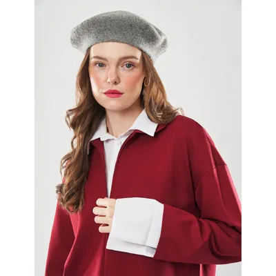 Берет класичний однотонний вовняний 56-58 Fortune Сірий меланж