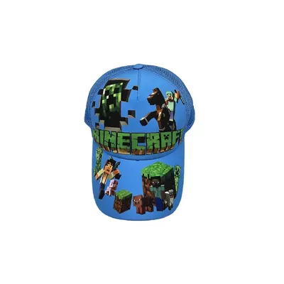 Бейсболка с сеткой и рисунком Minecraft 52-55 Голубой 13841