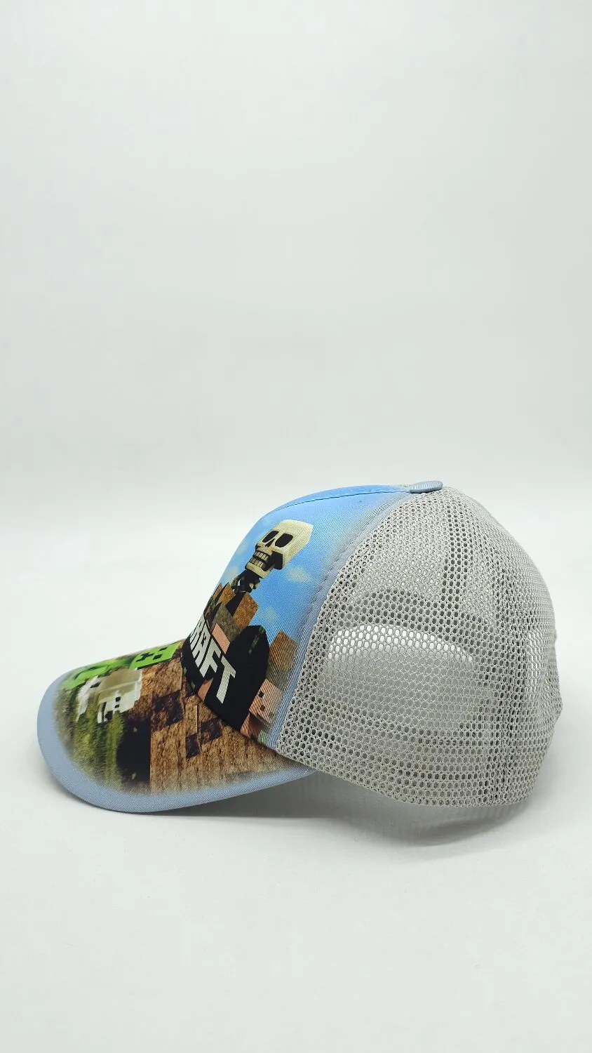 Бейсболка з сіткою та малюнком Minecraft SKELETON 52-55 Сірий 