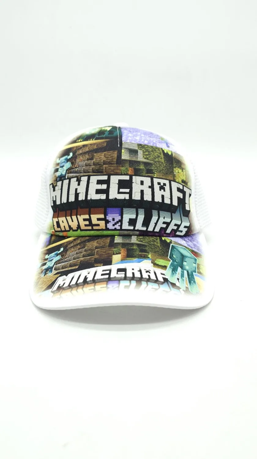 Бейсболка з сіткою та малюнком Minecraft Caves&Cliffs 52-55 Білий 