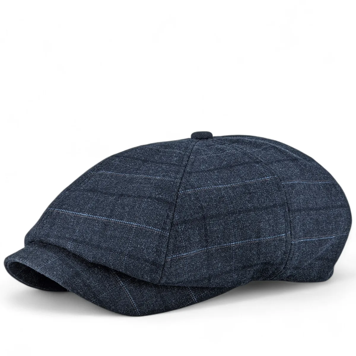 Кепка восьмиклинка хуліганка NewsBoy cap вовняна в клітинку VladAltex 52 Темно-синій 6329-26 