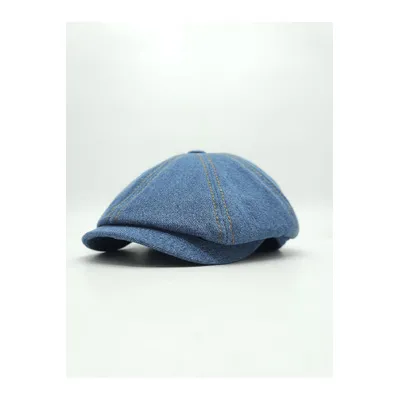 Кепка восьмиклинка хуліганка джинсова на ніжці CH 55 Синій N-2