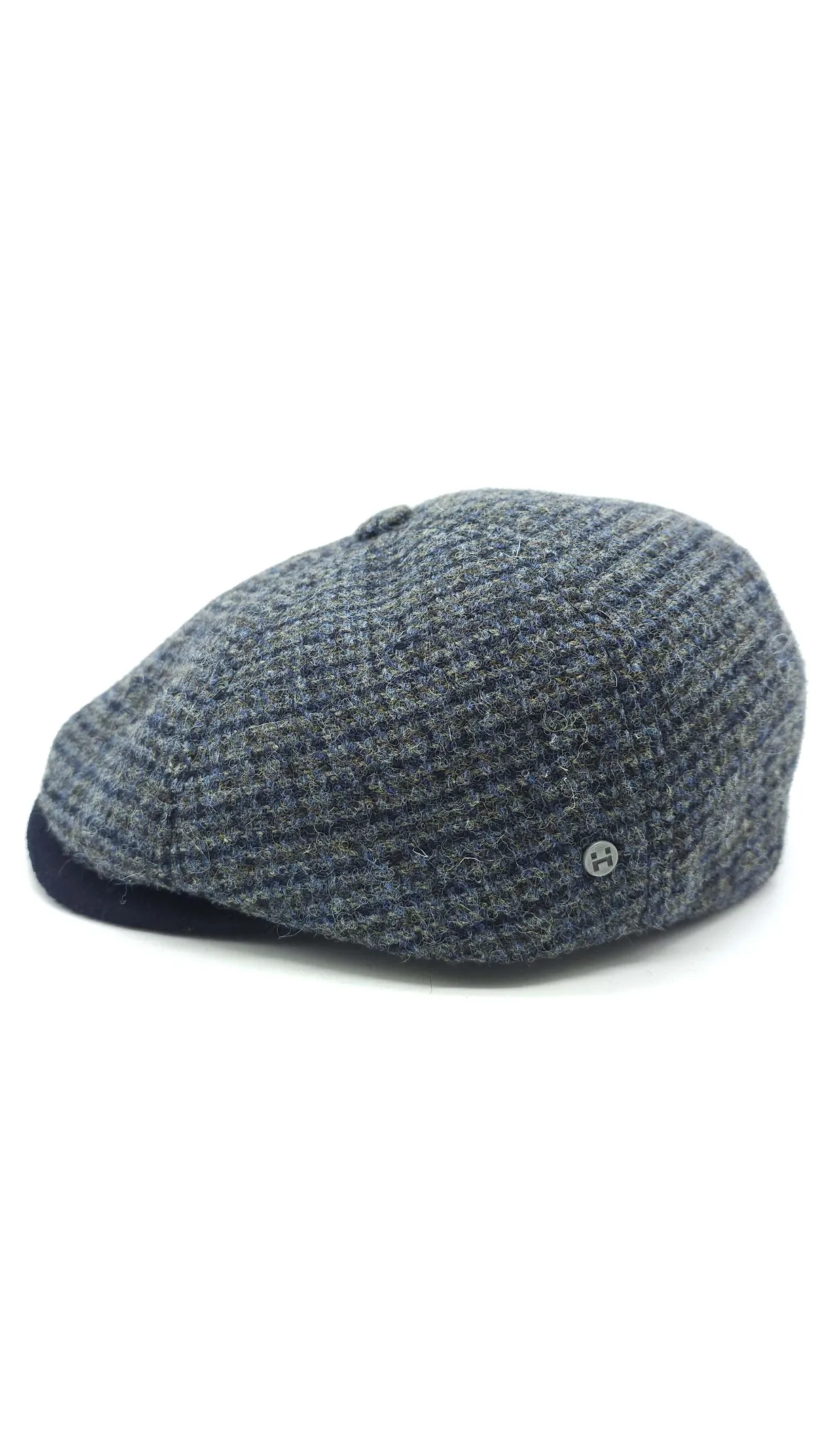 Кепка восьмиклинка шерстяная в цветную  клетку 6-LEONARDO HarrisTweed HOOK 56 Темно-серый HT-C402 