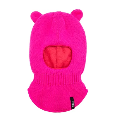 Шапка балаклава шолом в’язана з вушками на флісовій підкладці Мімі Talvi 40-42 Малиновий 15878