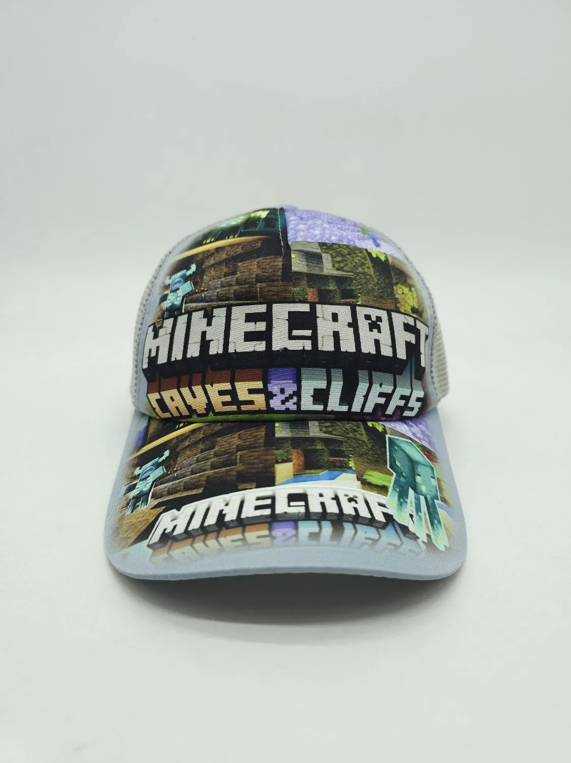 Бейсболка з сіткою та малюнком Minecraft Caves&Cliffs 52-55 Сірий 