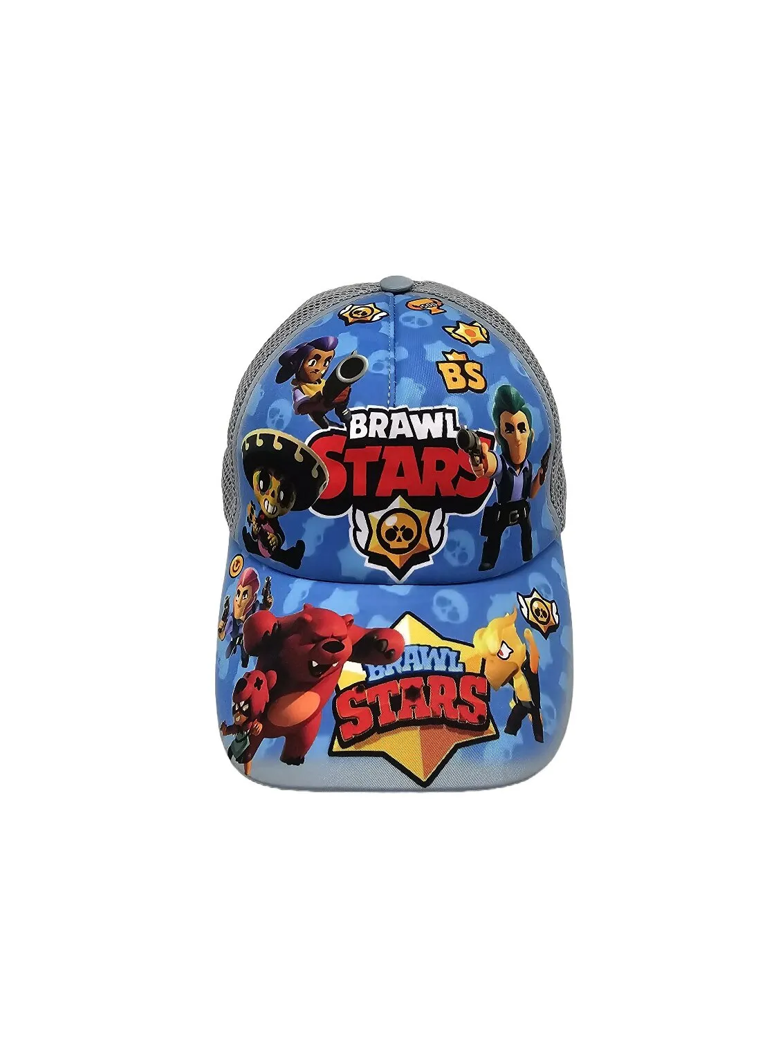 Бейсболка с сеткой и рисунком Brawl Stars 52-55 Серый з голубым 13807 