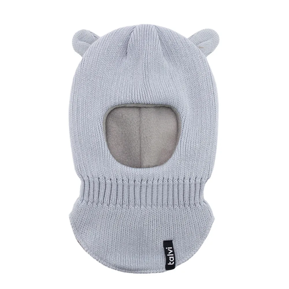 Шапка балаклава шолом в’язана з вушками на флісовій підкладці Мімі Talvi 40-42 Світло-сірий 15875 