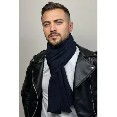 Шарф мужской вязаный Grayson Cascona 180x25см Темно-синий