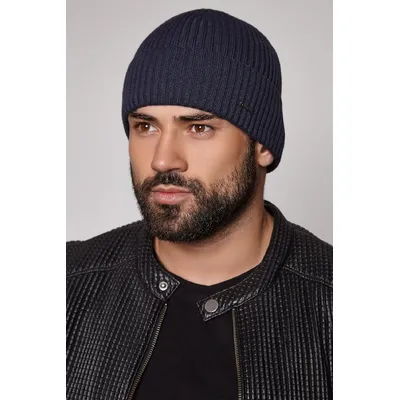 Шапка чоловіча середньої в'язки з манжетом на флісовій підкладці Henry Flip Cascona 55-58 Джинсовий