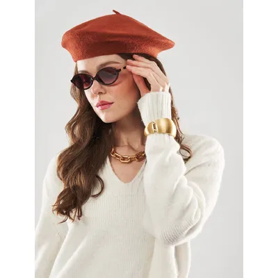 Берет классический однотонный шерстяной 56-58 Fortune Терракотовый