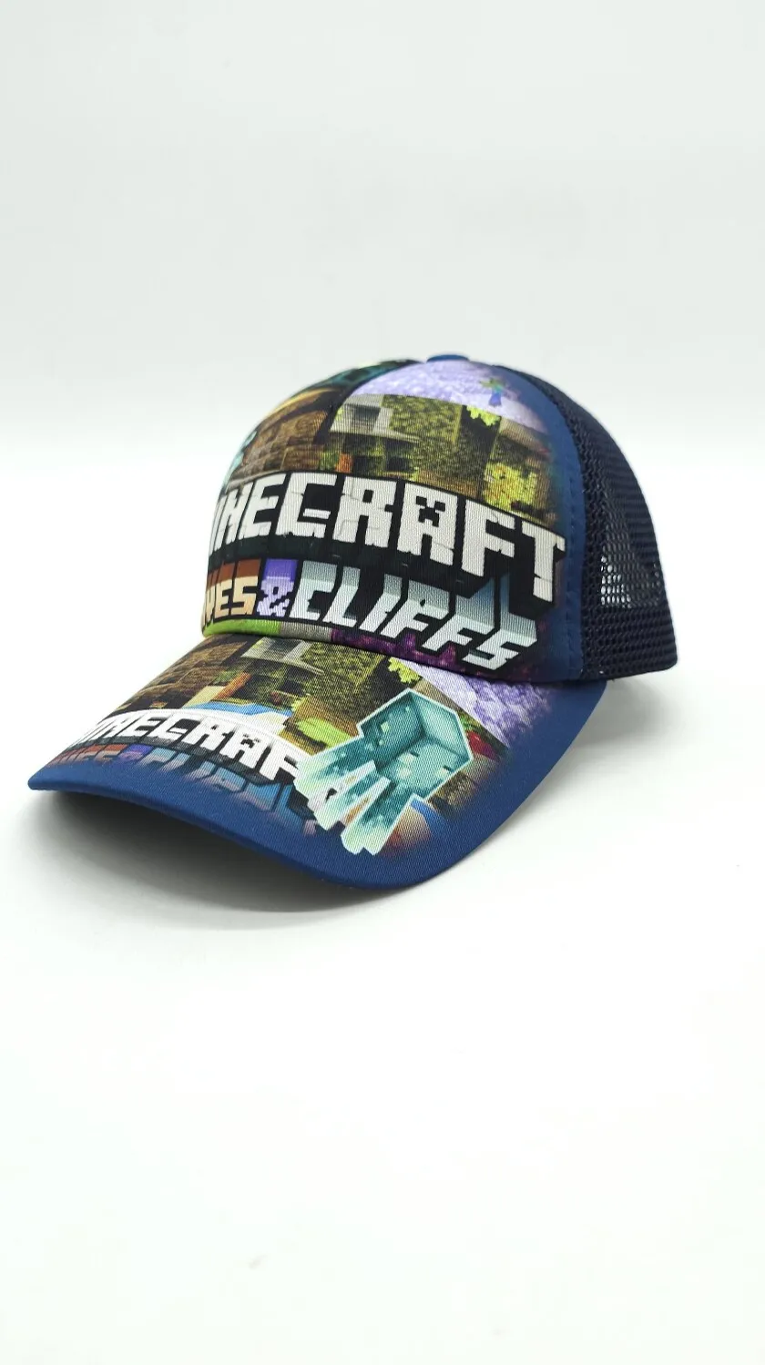 Бейсболка з сіткою та малюнком Minecraft Caves&Cliffs 52-55 Темно-синій 