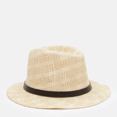 Капелюх Федора з коричневим обідком Fortune 56-59 Молочний S694