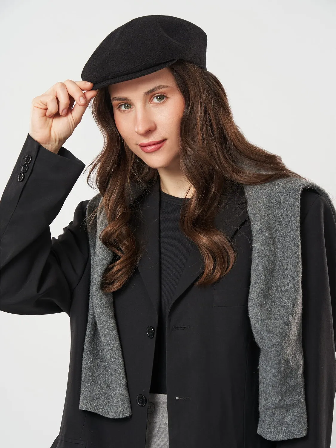 Кепи кашемировое Flat Cap Fortune 55-57 Черный 