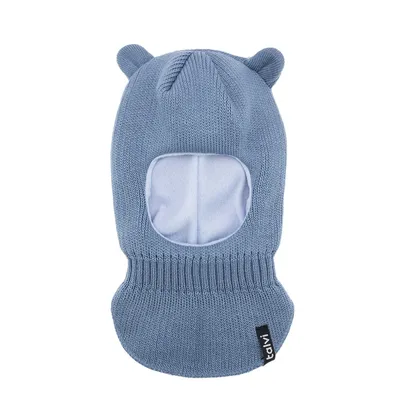 Шапка балаклава шолом в’язана з вушками на флісовій підкладці Мімі Talvi 40-42 Світло-джинсовий 15873