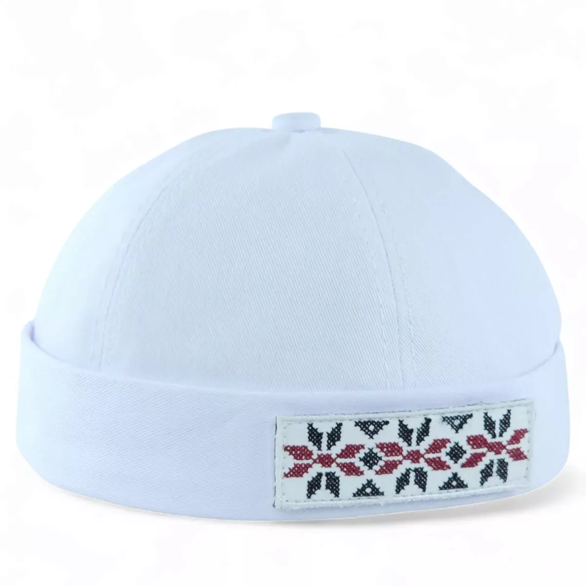 Кепка без козирка феска докер ВИШИВАНКА2 VladAltex 59-60 Білий 17-10 