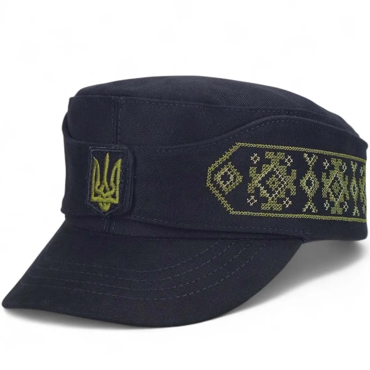 Кепка німка мазепинка бандерівка бавовняна з кокардою VladAltex 55 Чорний з оливковим 31-460-19-5 