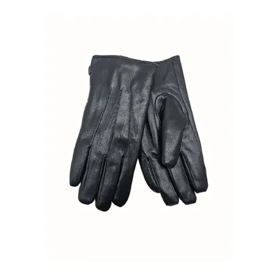 Рукавиці чоловічі з екошкіри з декором три смужки 11 Чорний