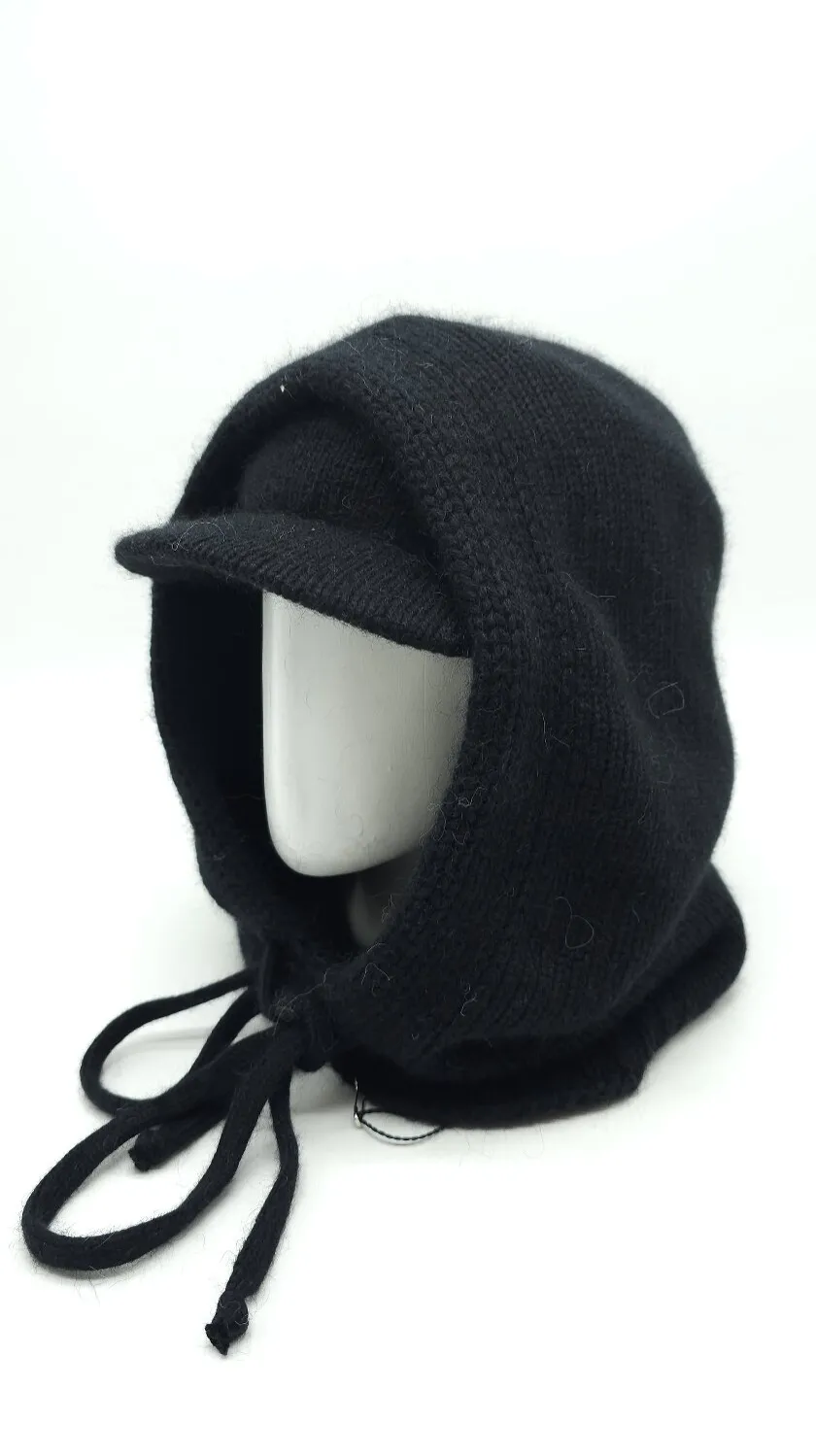 Набір капор капюшон ангоровий та пов’язка з дашком Космополітен Malisa 54-60 Чорний 