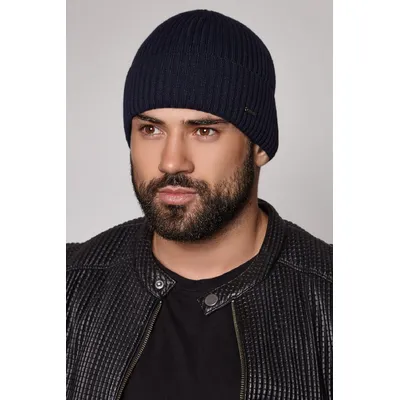 Шапка чоловіча середньої в'язки з манжетом на флісовій підкладці Henry Flip Cascona 55-58 Темно-синій