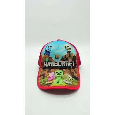 Бейсболка з сіткою та малюнком Minecraft SKELETON 52-55 Червоний