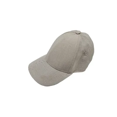 Бейсболка однотонна з льону 56-59 Темно-бежевий 13916