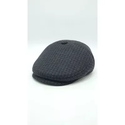 Кепка п'ятиклинка тіарова на байці та вухами в клітинку Mazur 56 Темно-сірий OR6