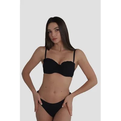 Купальник раздельный анжелика жатка с рюшками без Push-up 7706 FUBA 36 Черный 13456