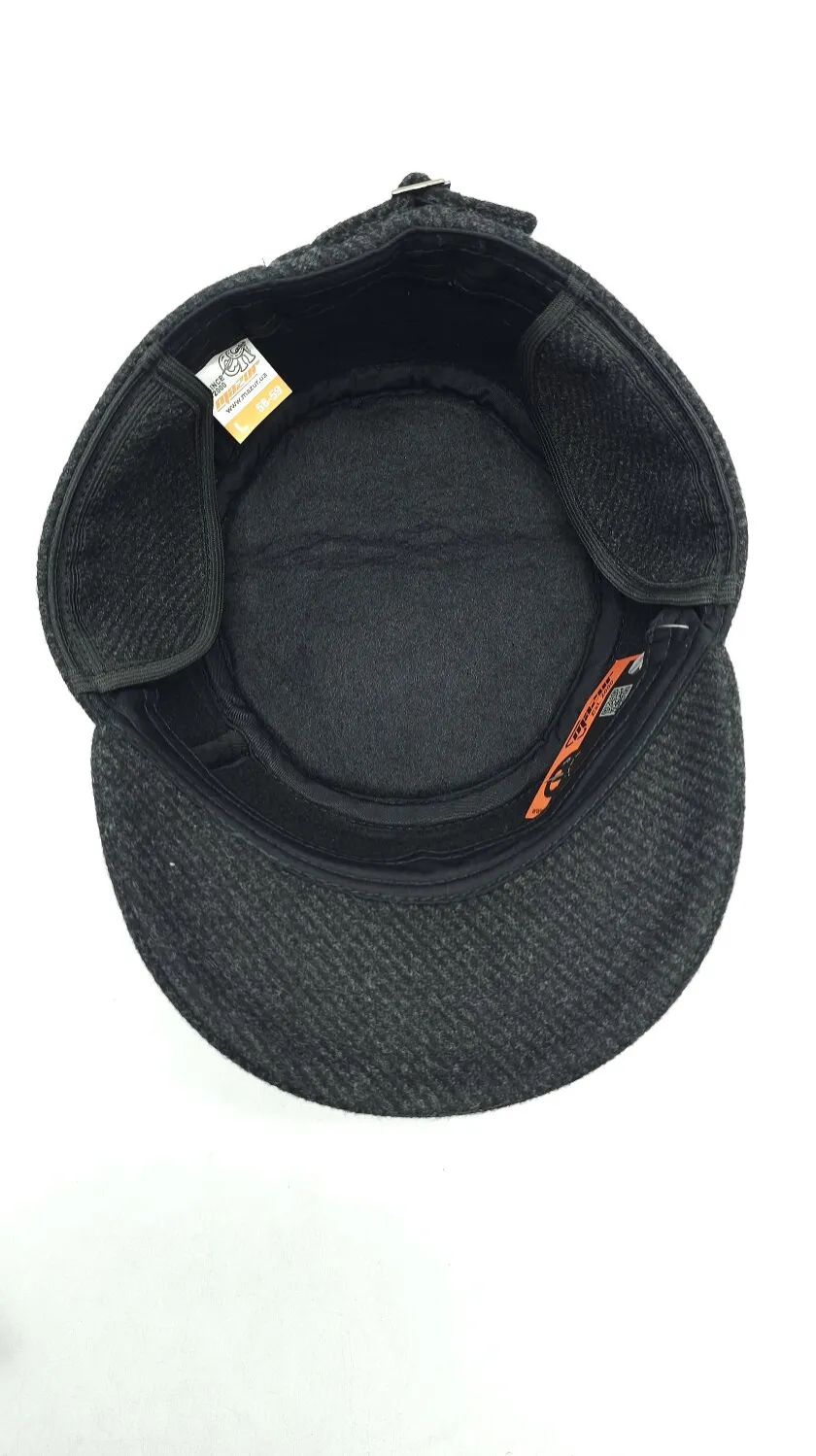 Кепка німка кашемірова утеплена з вухами Mazur S/55-56 Темно-сірий  NK3-KW68 