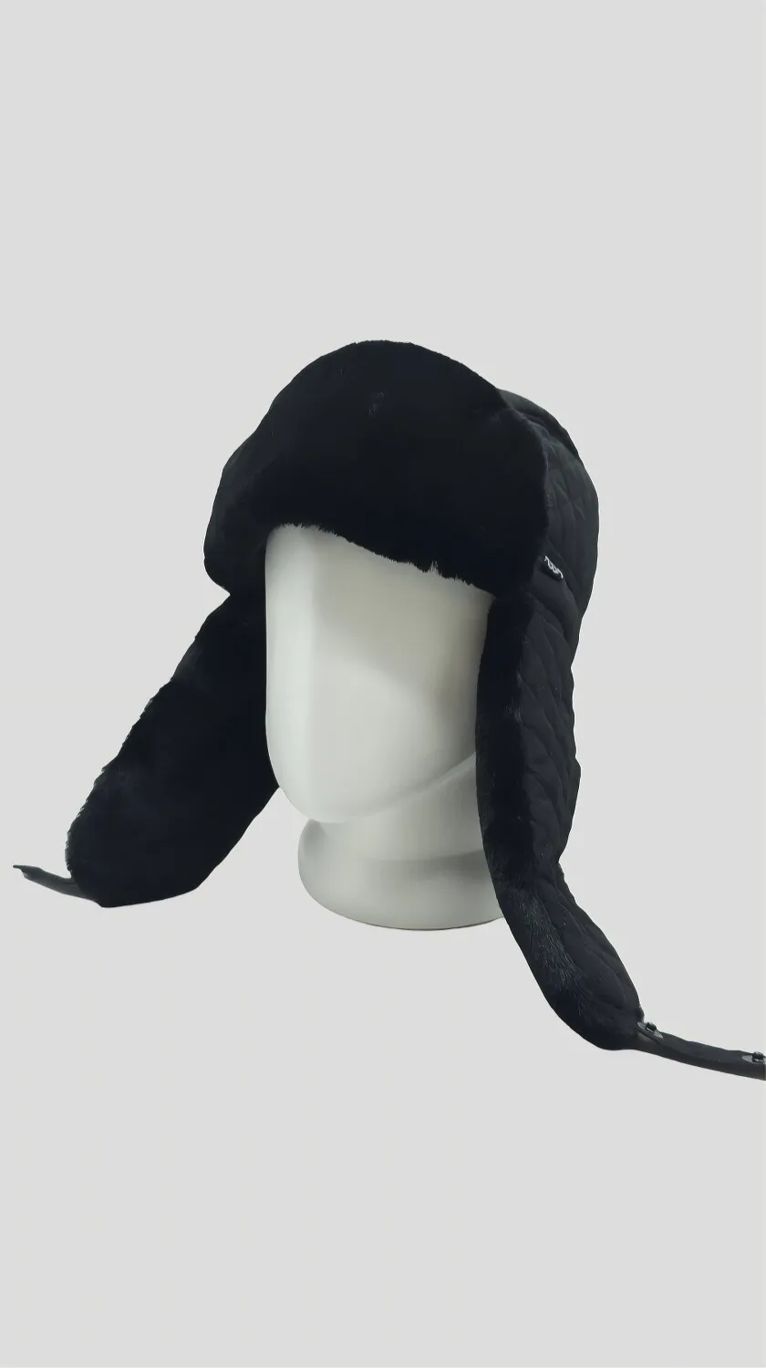 Ушанка мужская меховая стёганая на застёжку ASSA 56-58 Черный 