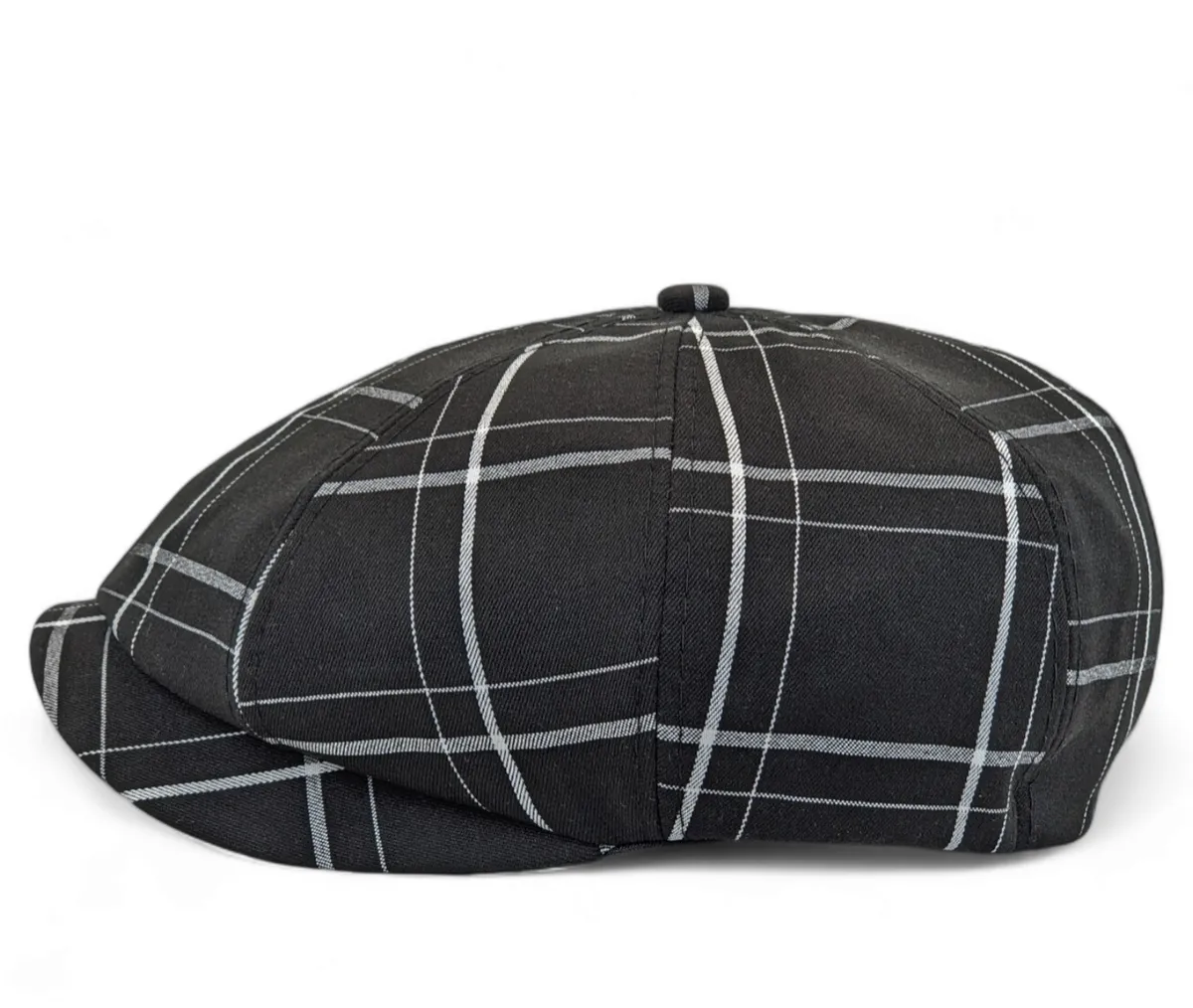 Кепка восьмиклинка хуліганка в клітинку VladAltex 56 Чорний 542-26 