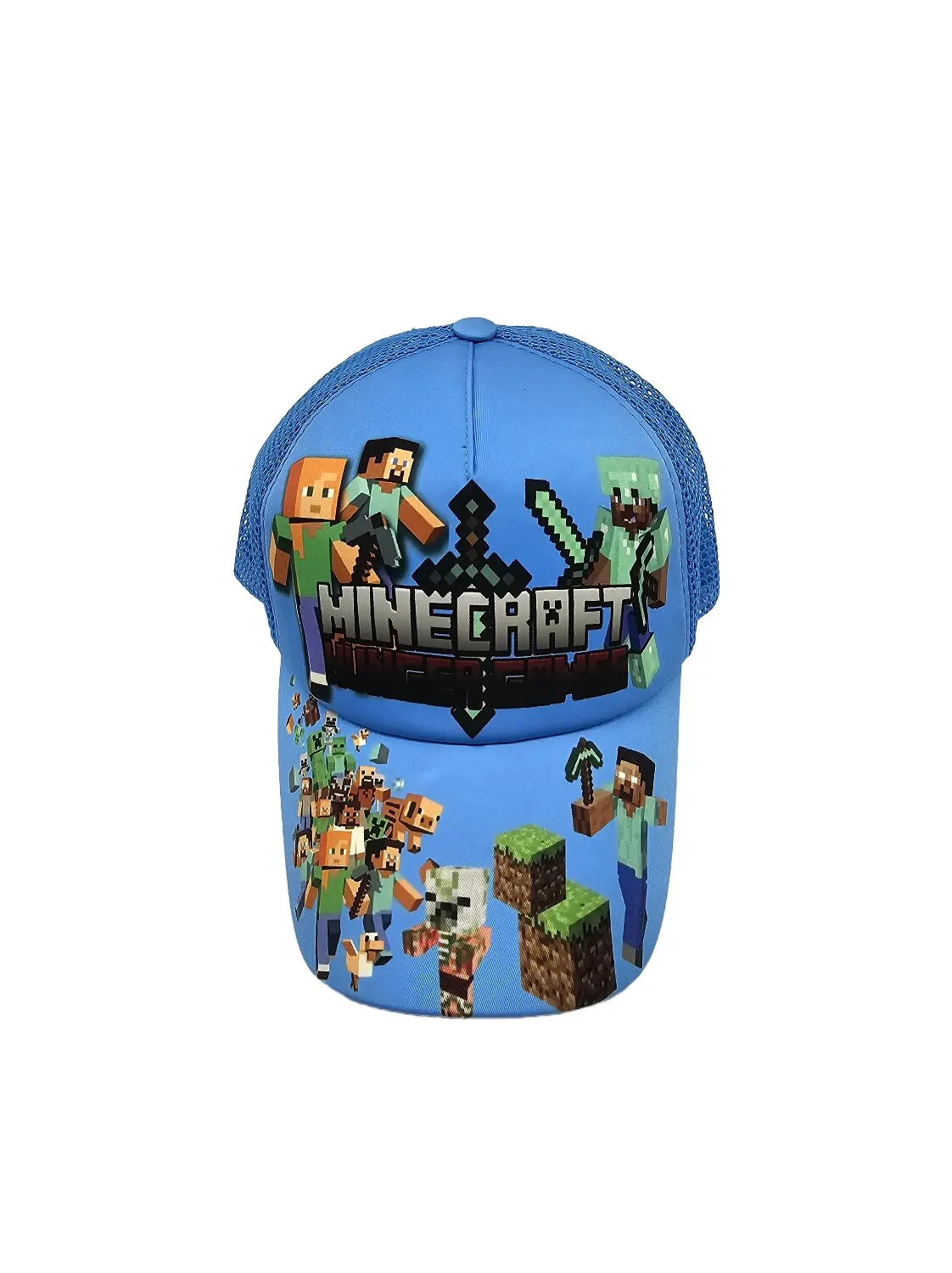 Бейсболка с сеткой и рисунком Minecraft Hunger Games 52-55 Голубой 13842 