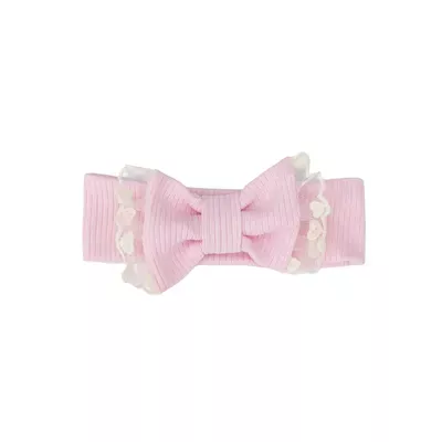 Пов’язка трикотажна для дівчинки з бантом та ажуром Лія Talvi 44-46 Світло-рожевий