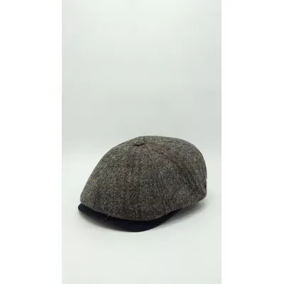 Кепка восьмиклинка вовняна в кольову клітинку 6-LEONARDO HarrisTweed HOOK 56 Коричневий HT-505C2