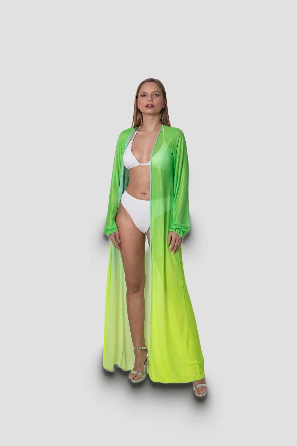 Пляжный халат парео на завязку с длинными рукавами 1831 Fuba L Салатовый 12376 