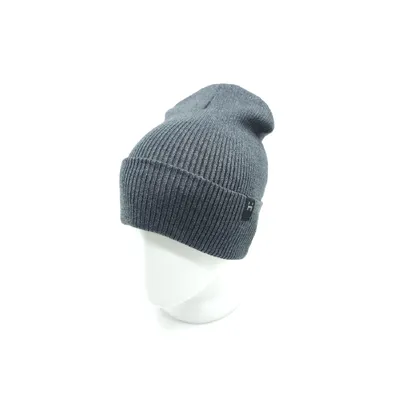 Шапка лопата подвійна подовжена дрібної в’язки FOLK HOOK 52-57 Темно-сірий