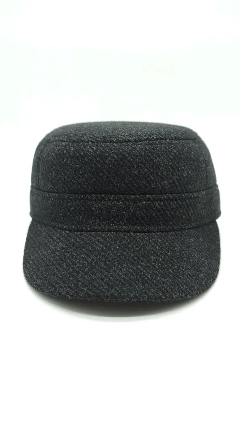 Кепка німка кашемірова утеплена з вухами Mazur S/55-56 Темно-сірий  NK3-KW68 