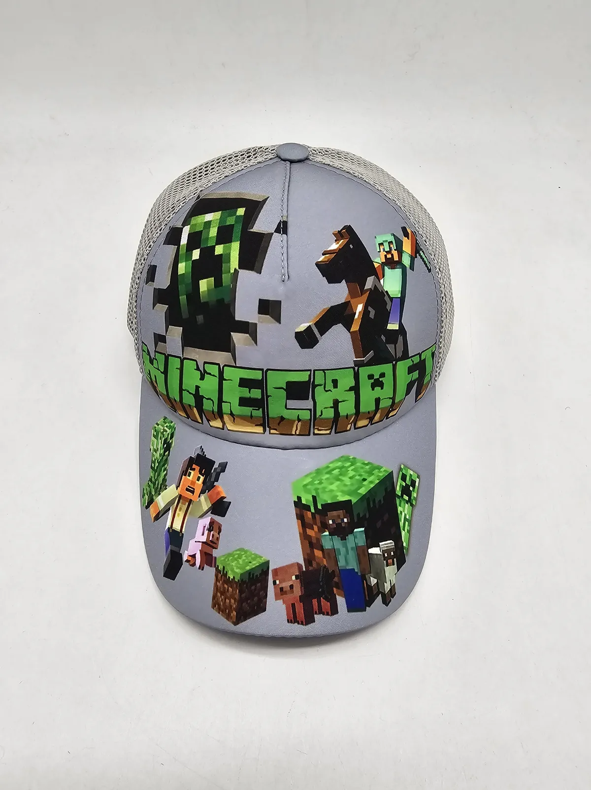 Бейсболка с сеткой и рисунком Minecraft 52-55 Серый 13828 