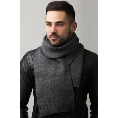 Шалик чоловічий в'язаний Classic Cascona 180x20см Сірий