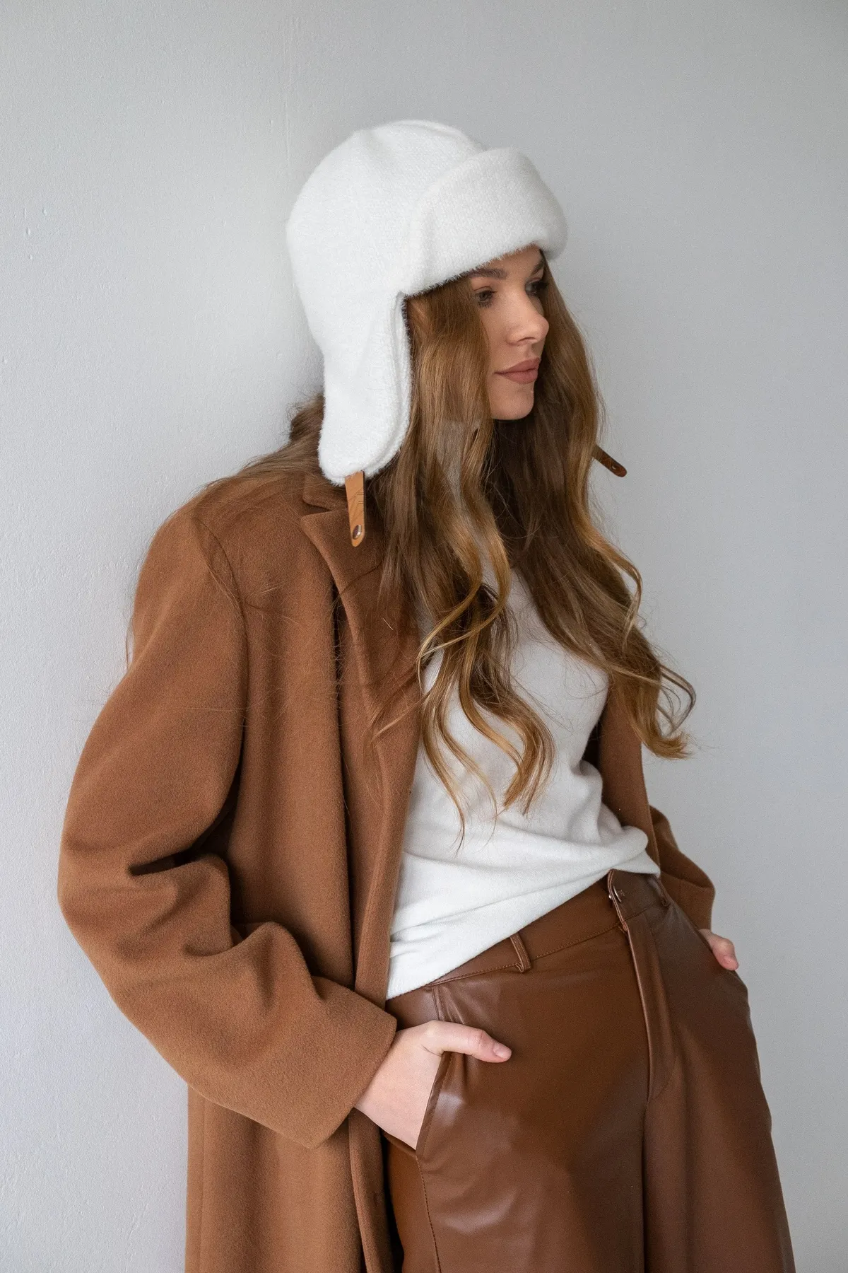 Вушанка ангорова на застібку 0802 KENT&AVER 56-58 Молоко 11326 