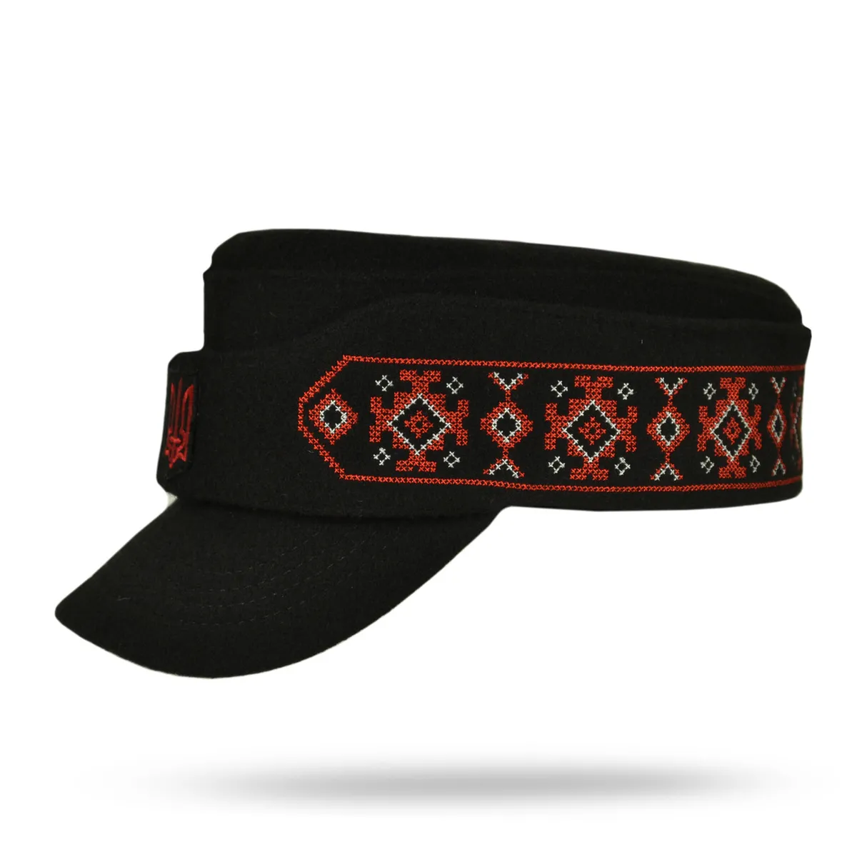 Кепка німка мазепинка бандерівка австрійка кашемірова з кокардою та вишивкою VladAltex 56 Чорний 01460-19 