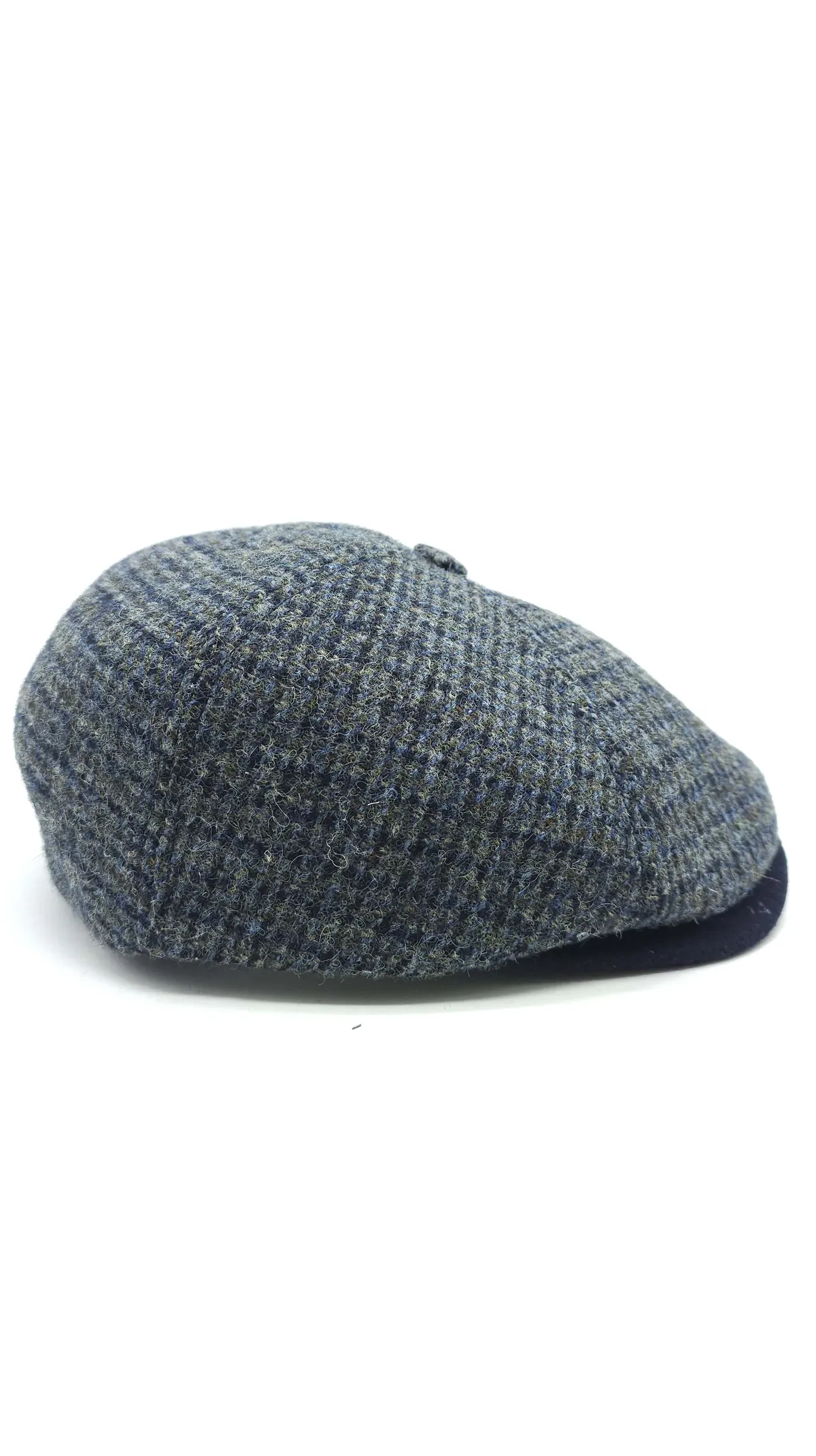 Кепка восьмиклинка шерстяная в цветную  клетку 6-LEONARDO HarrisTweed HOOK 56 Темно-серый HT-C402 