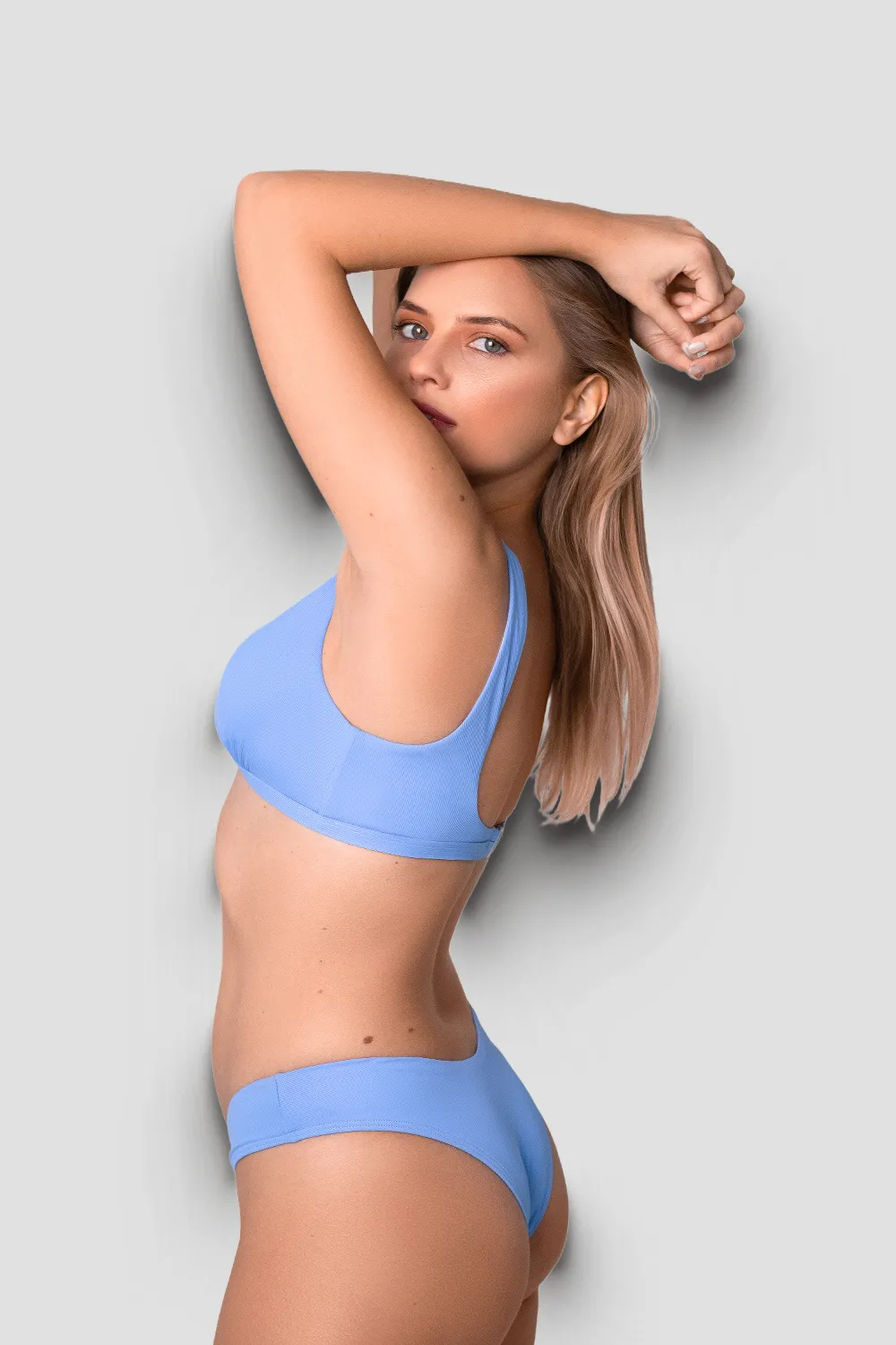 Купальник роздільний трикутниками в рубчик 32644 Atlantic Beach 36 Блакитний 12543 