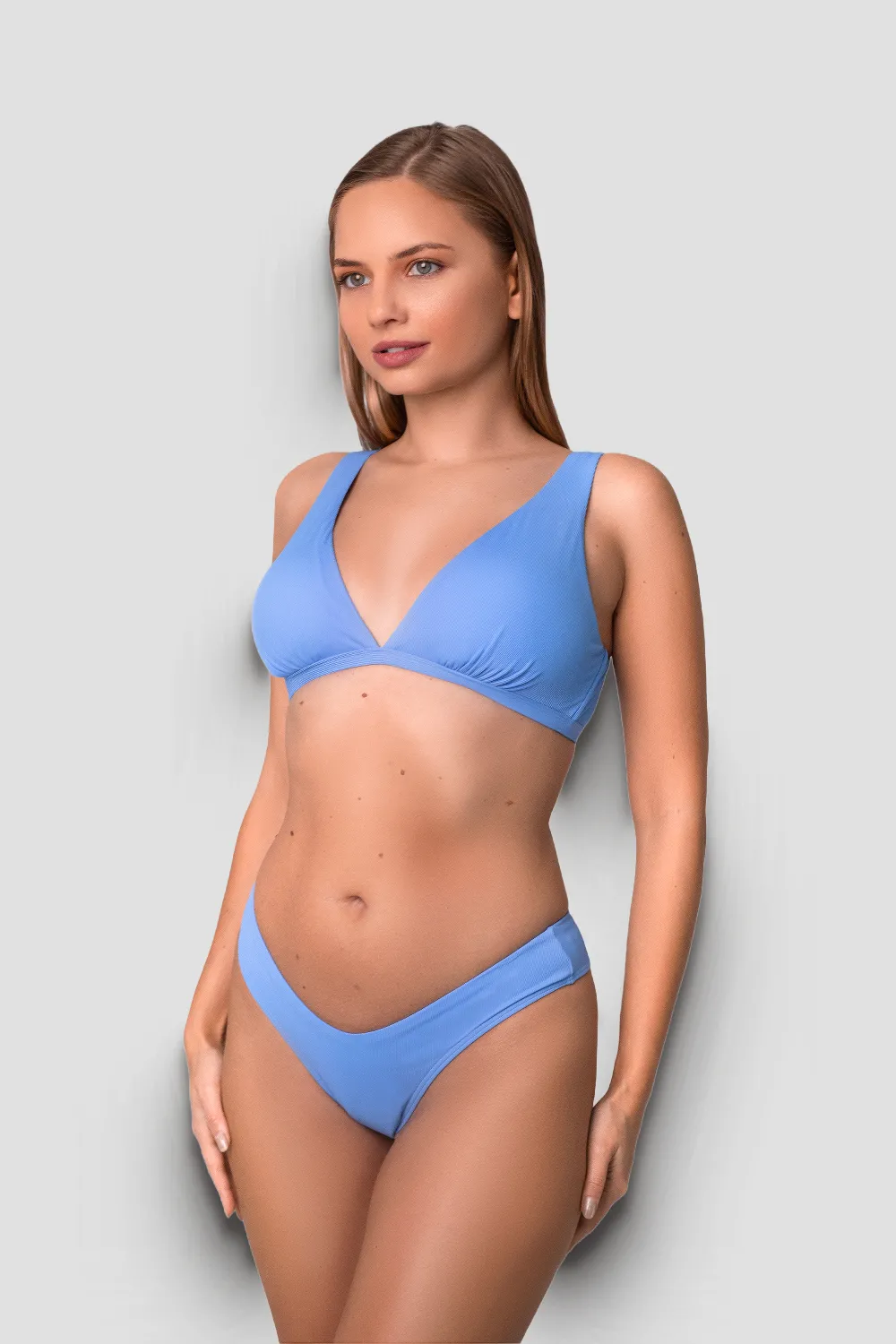 Купальник роздільний трикутниками в рубчик 32644 Atlantic Beach 36 Блакитний 12543 