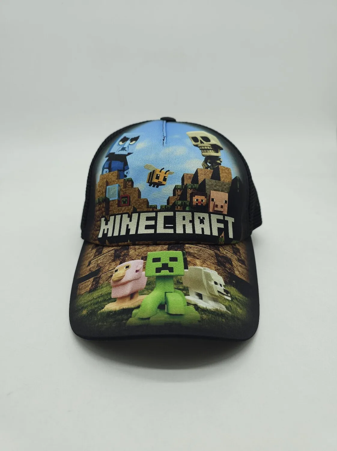 Бейсболка з сіткою та малюнком Minecraft SKELETON 52-55 Чорний 