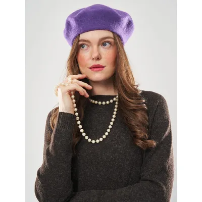 Берет класичний однотонний вовняний 56-58 Fortune Фіолетовий