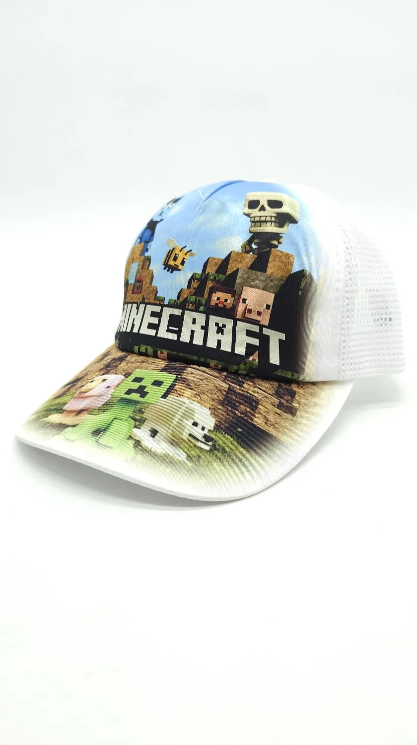 Бейсболка с сеткой и рисунком Minecraft SKELETON 52-55 Белый 