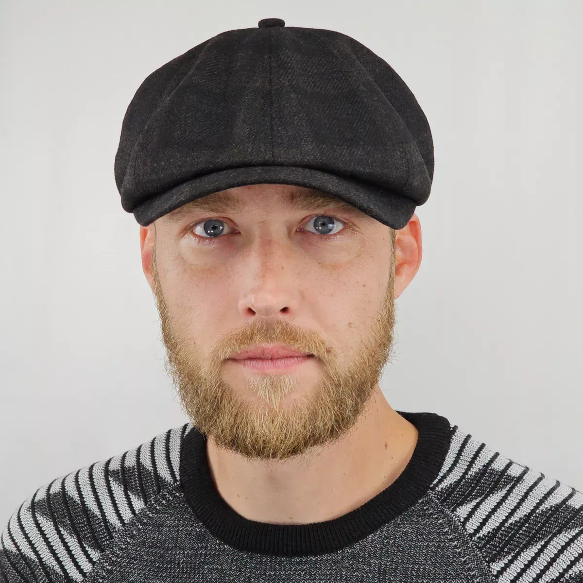 Кепка восьмиклинка хуліганка вовняна в клітинку Premium VladAltex 56 Темно-серий 530-26 