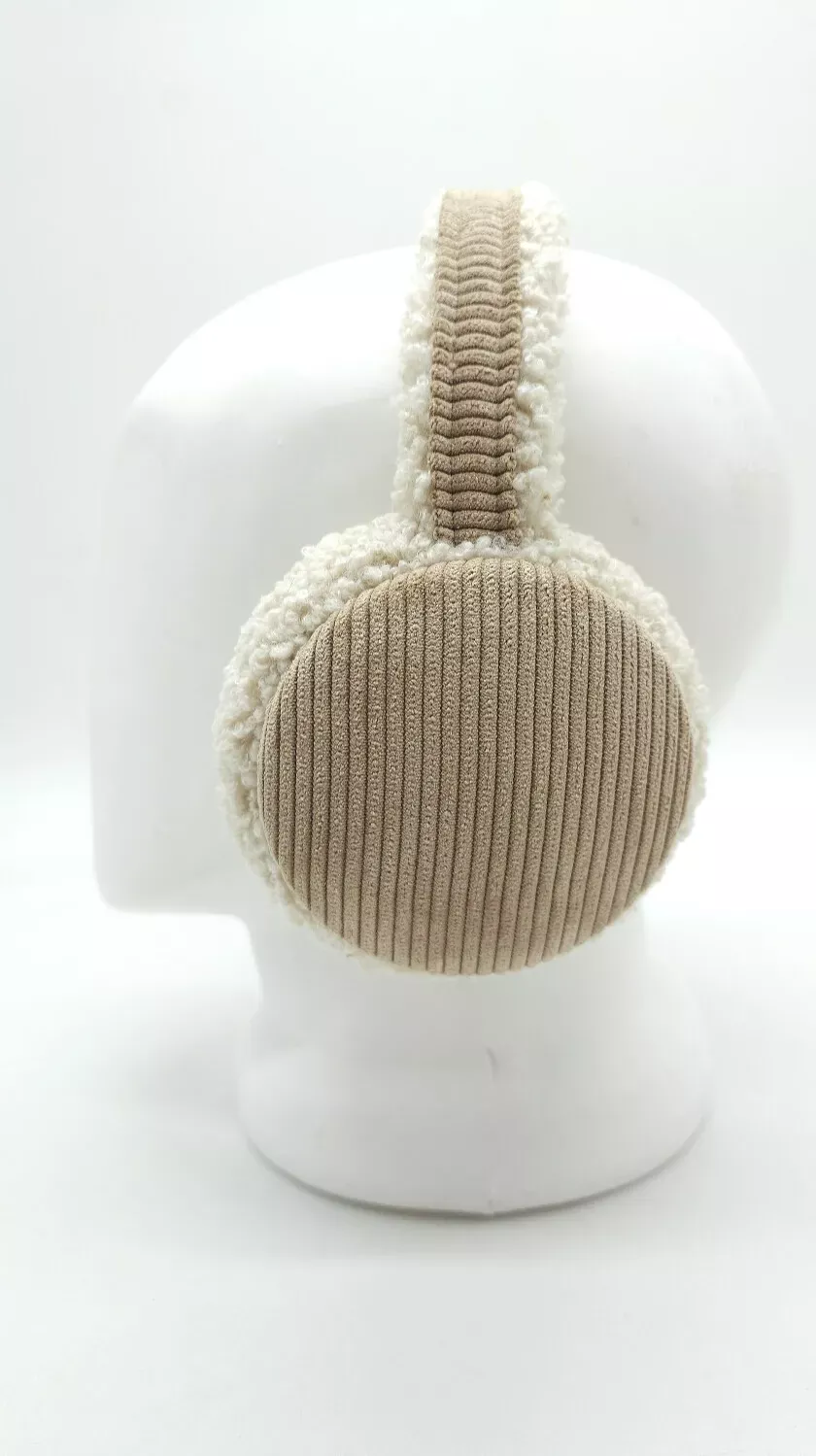 Навушники хутряні TEDDY з вельветом SumWin one size Світло-бежевий з бежевим GMN01 
