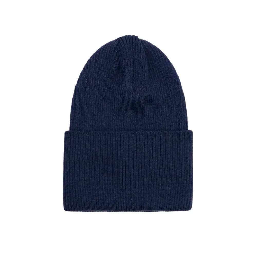 Шапка однотонная с отворотом из одинарной вязки в рубчик Елси Talvi 48-50 Темно-синий 14762 