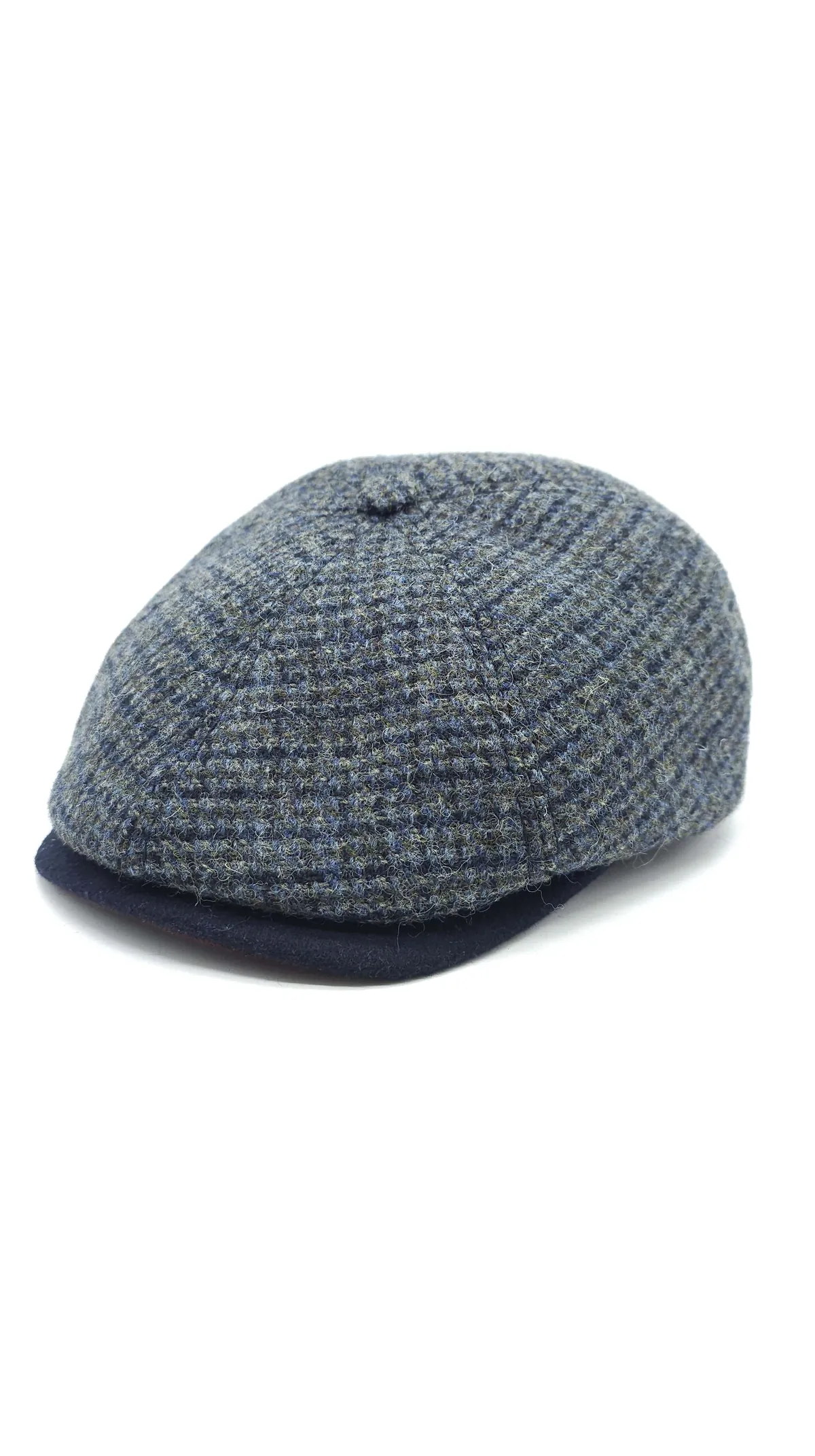 Кепка восьмиклинка шерстяная в цветную  клетку 6-LEONARDO HarrisTweed HOOK 56 Темно-серый HT-C402 